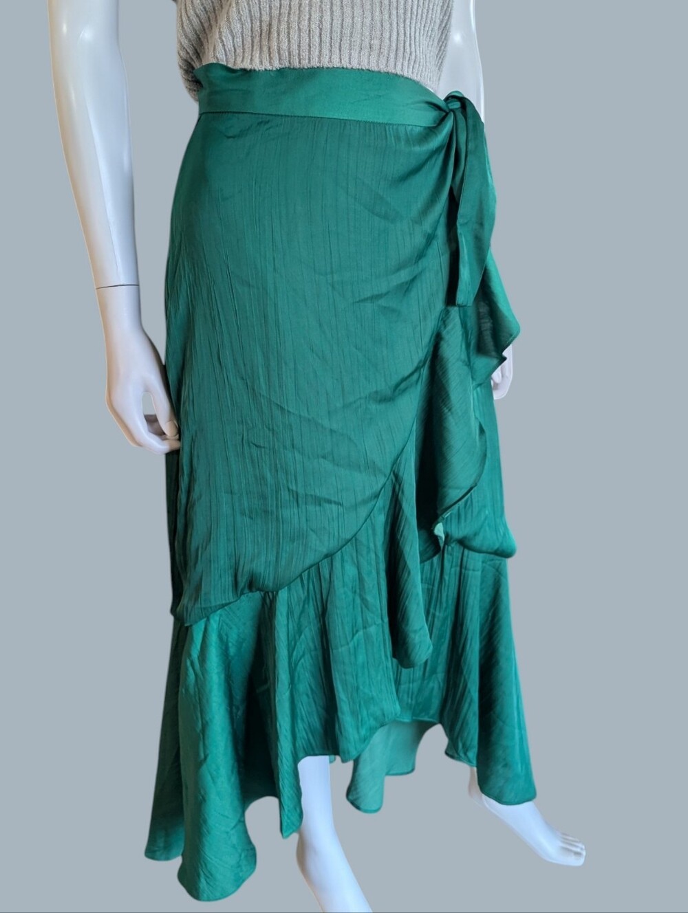 Anthropologie Maeve Ruffled WrapMaxi Skirt Evergreen - Picture 4 of 13